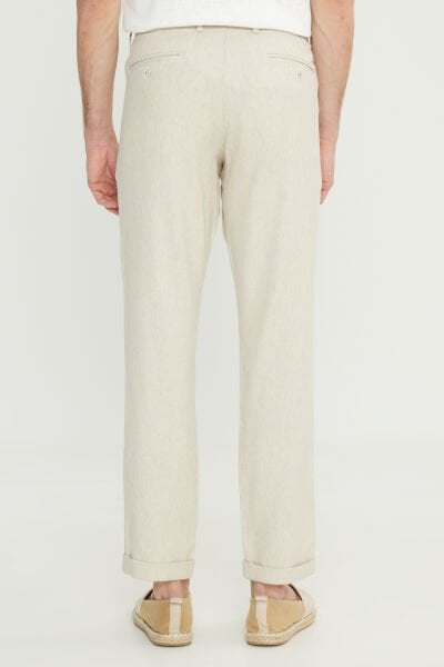 Altınyıldız ACE001252130 Bej Erkek Slim Fit Keten Pantolon