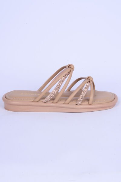 Pierre Cardin 5106 Taş Detaylı Rahat Taban Bej Günlük Kadın Terlik