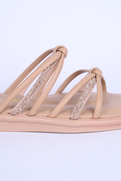 Pierre Cardin 5106 Taş Detaylı Rahat Taban Bej Günlük Kadın Terlik