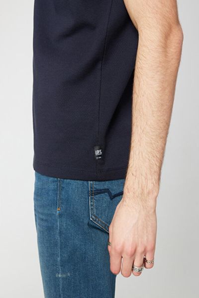 Loft 2026814 Lacivert Nokta Desenli Bisiklet Yaka Erkek T-Shirt