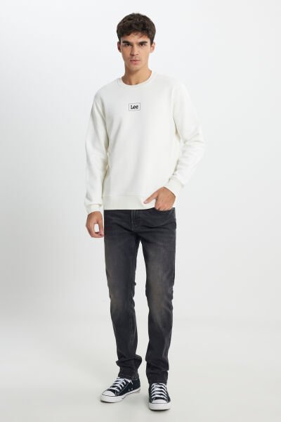 Lee L212299102 Ekru Erkek Lee Baskılı Bisiklet Yaka Üç İplik Sweat