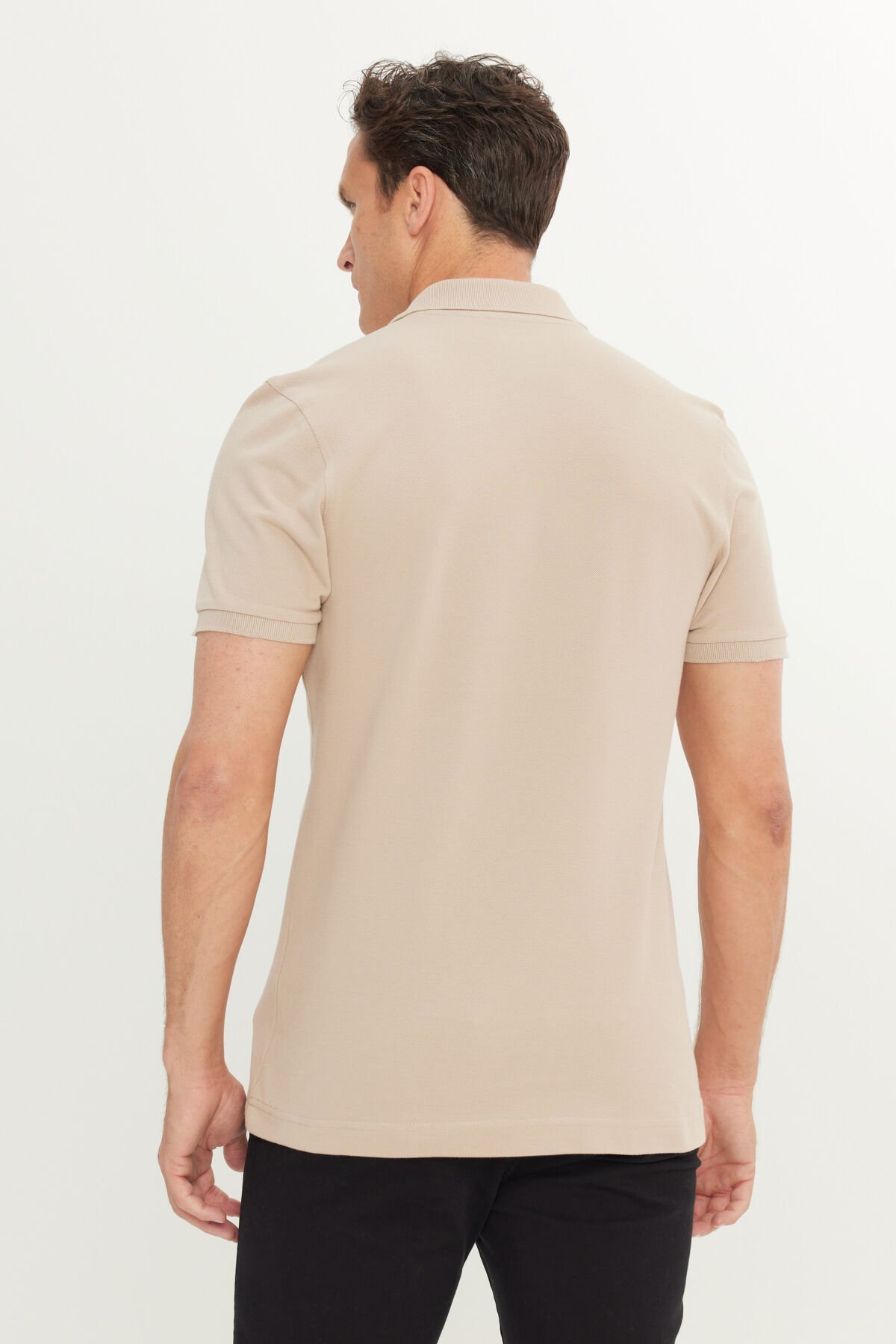 Wrangler MW7D5K4XX2TUQ Vizon Erkek Regular Fit Normal Kesim Polo Yaka %100 Pamuk Tişört