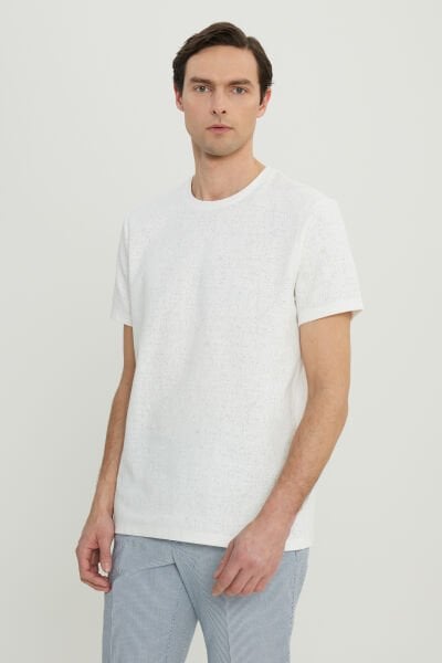 Altınyıldız ACE091252300 Ekru Erkek Bisiklet Yaka Slim Fit T-shirt
