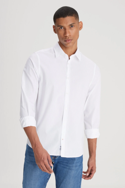 Lee L241286100 Beyaz Erkek Regular Fit Normal Kesim Uzun Kol Normal Yaka Gömlek