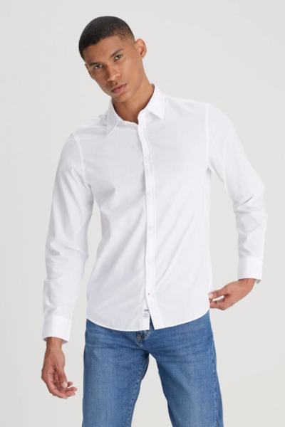 Lee L241286100 Beyaz Erkek Regular Fit Normal Kesim Uzun Kol Normal Yaka Gömlek