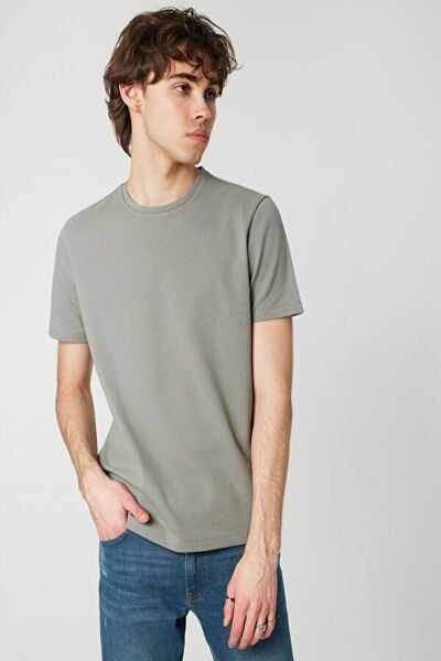 Loft 2026814 Yeşil Nokta Desenli Bisiklet Yaka Erkek T-Shirt