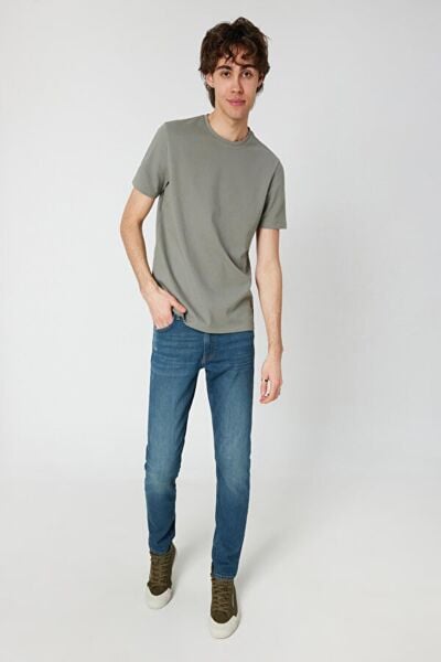 Loft 2026814 Yeşil Nokta Desenli Bisiklet Yaka Erkek T-Shirt