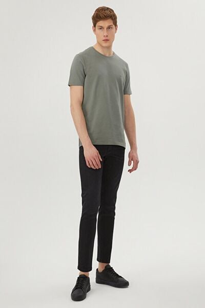 Loft 2026814 Yeşil Nokta Desenli Bisiklet Yaka Erkek T-Shirt