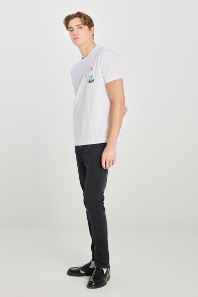 Lee L2510319100 Beyaz Erkek Önden Baskılı Regular Fit Bisiklet Yaka T-shirt