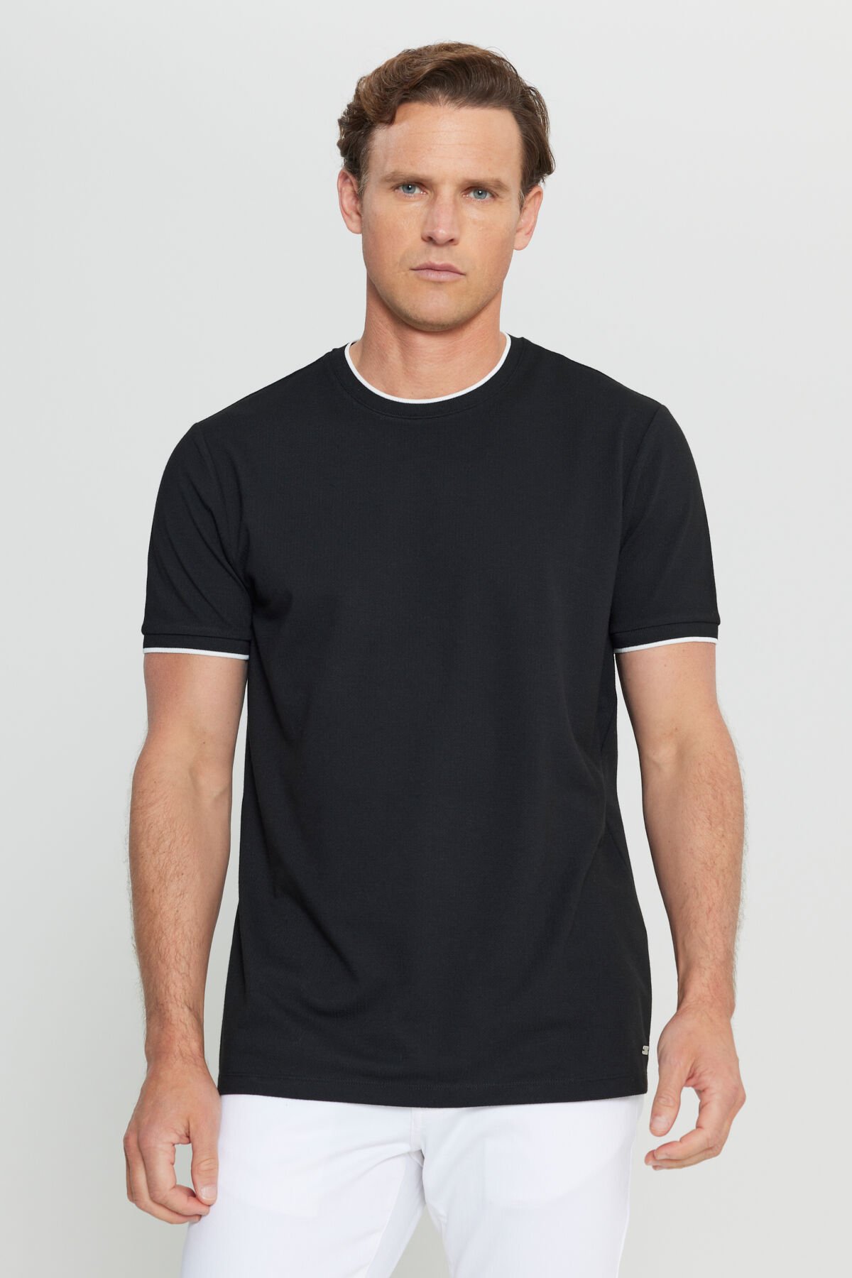 Altınyıldız ACE091252006 Siyah Erkek Bisiklet Yaka T-shirt