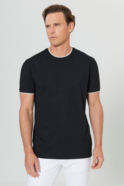 Altınyıldız ACE091252006 Siyah Erkek Bisiklet Yaka T-shirt