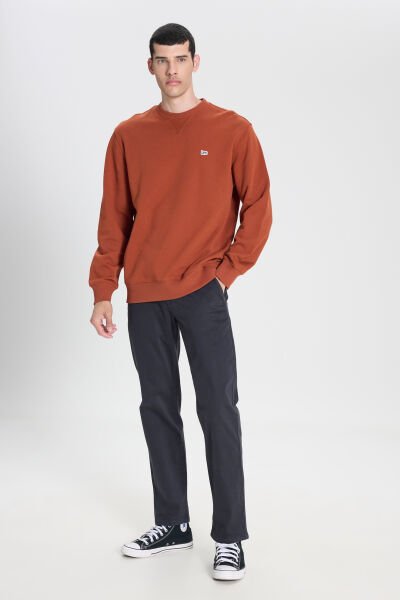 Lee L81IRY970 Kiremit Erkek Bisiklet Yaka Küçük Logolu İki İplik Sweat