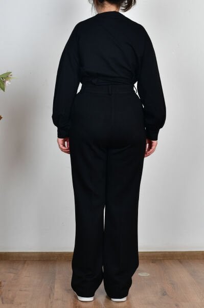 Allday B77137A0 Siyah Kadın Yumuşak Dokulu Palazzo Pantolon