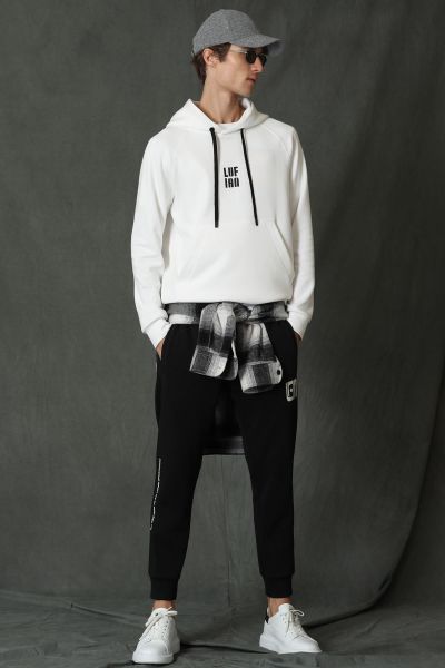 Lufian 112030084 Erkek Beyaz Kapüşonlu Sweat