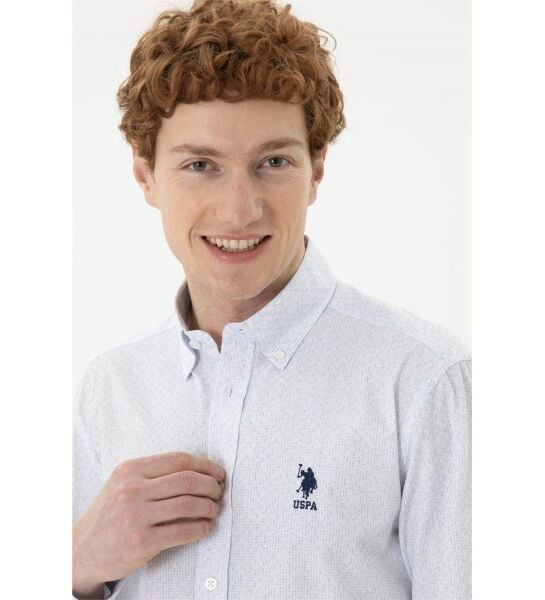 U.S Polo 1830967 Açık Mavi Erkek Regular Fit Normal Kesim Desenli Düğmeli Yaka Uzun Kol Gömlek