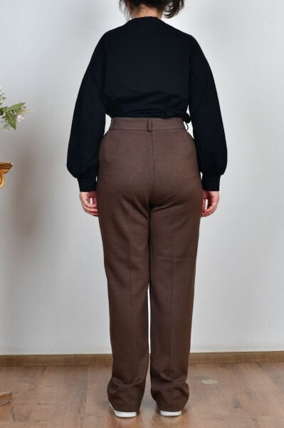 Allday B77137A0 Kahverengi Kadın Yumuşak Dokulu Palazzo Pantolon