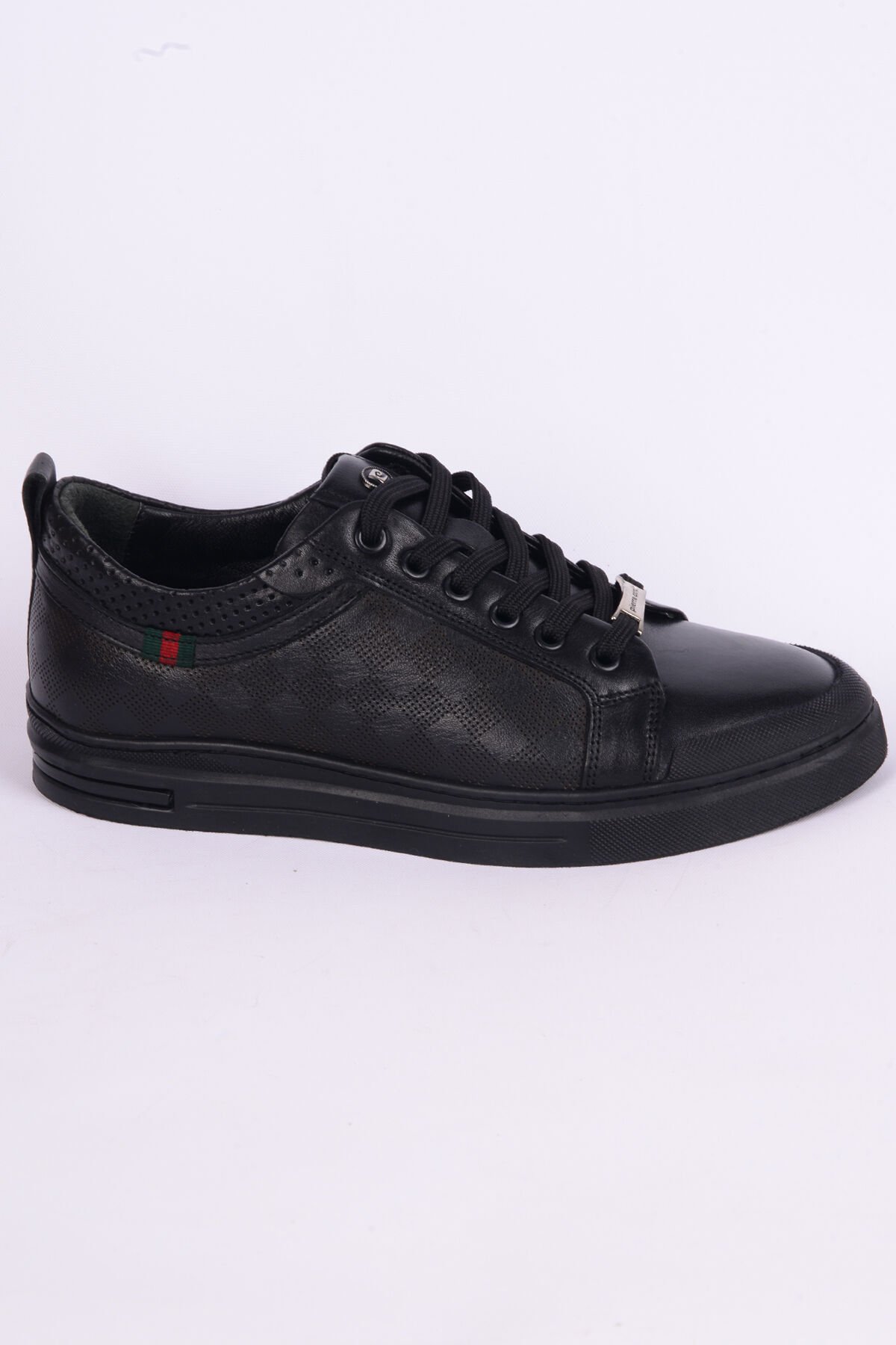 Pierre Cardin 10206 Deri Rahat Taban Bağcıklı  Desenli Esnek Rahat Siyah Günlük Erkek Sneaker Ayakkabı