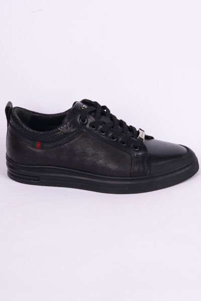 Pierre Cardin 10206 Deri Rahat Taban Bağcıklı  Desenli Esnek Rahat Siyah Günlük Erkek Sneaker Ayakkabı
