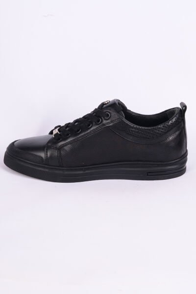 Pierre Cardin 10206 Deri Rahat Taban Bağcıklı  Desenli Esnek Rahat Siyah Günlük Erkek Sneaker Ayakkabı