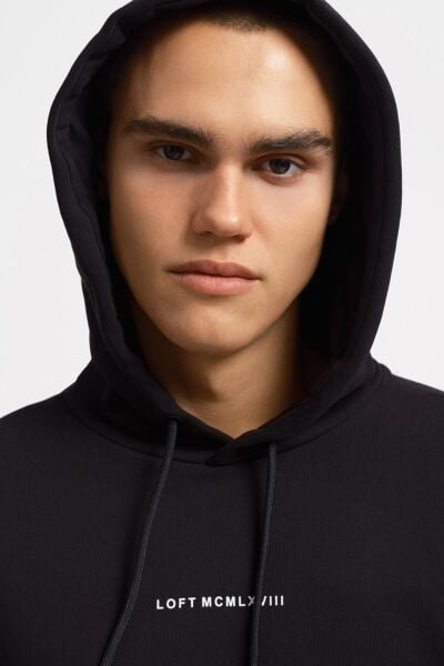 Loft 2034269 Siyah Kapüşonlu Erkek Sweat