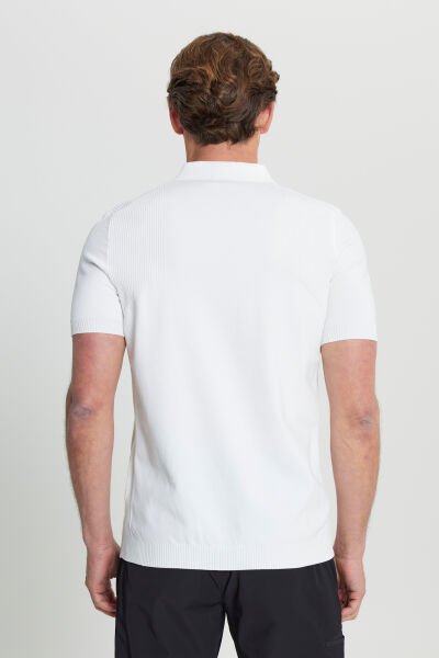 Altınyıldız ACE072252035 Ekru Erkek Yarım Fermuarlı Polo Yaka T-shirt