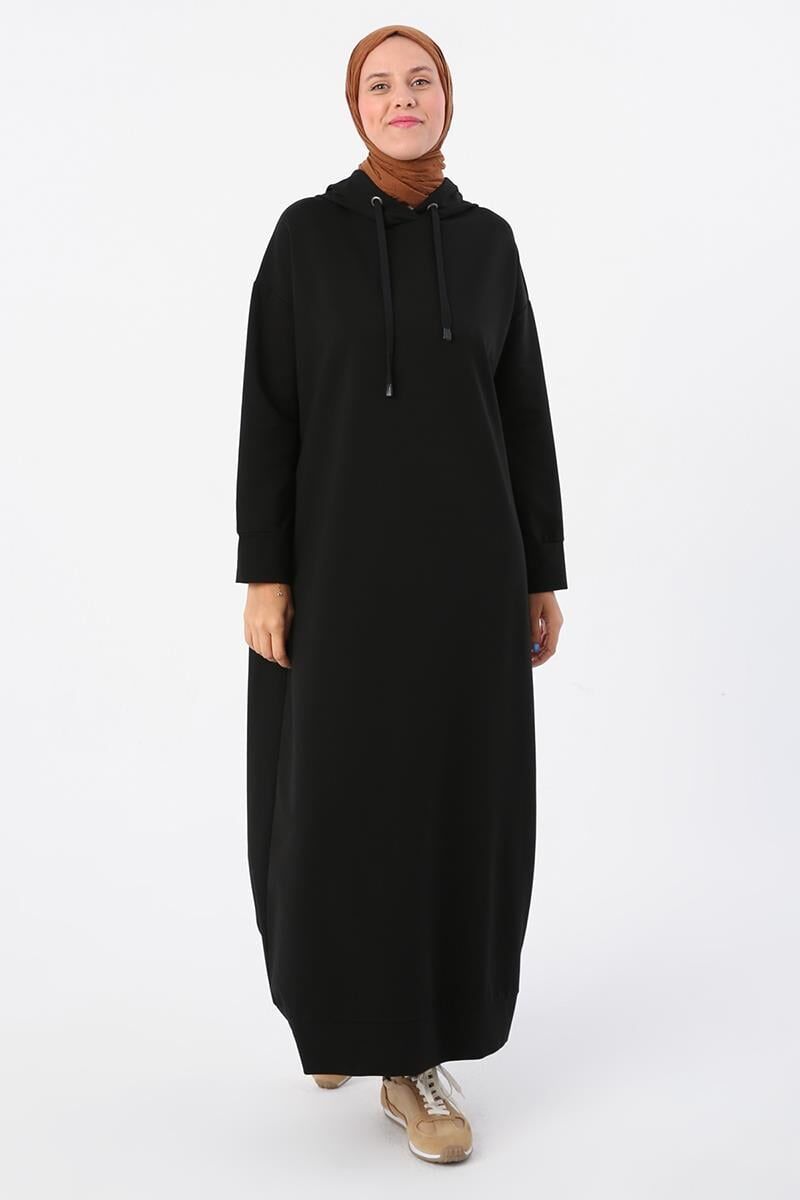 Allday 21OB60008AL0 Siyah Kadın Bağcıklı Kapüşonlu Tunik