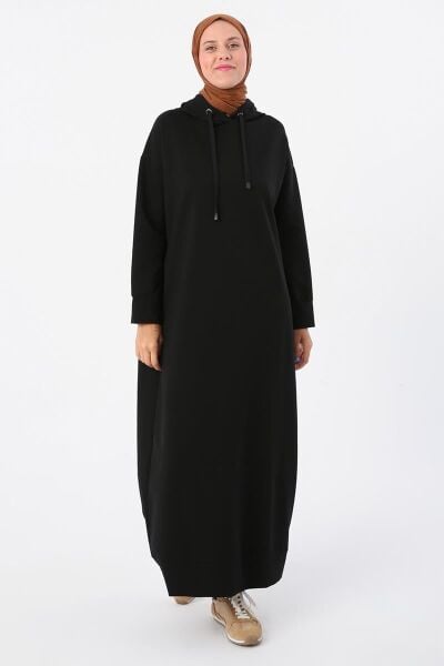 Allday 21OB60008AL0 Siyah Kadın Bağcıklı Kapüşonlu Tunik