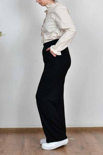 Allday BOB73037AL0 Siyah Kadın Yumuşak Dokulu Bol Paça Eşofman Altı