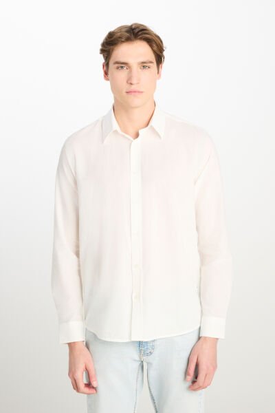 Lee L2510557100 Beyaz Erkek Regular Fit Tek Cep Uzun Kol Gömlek