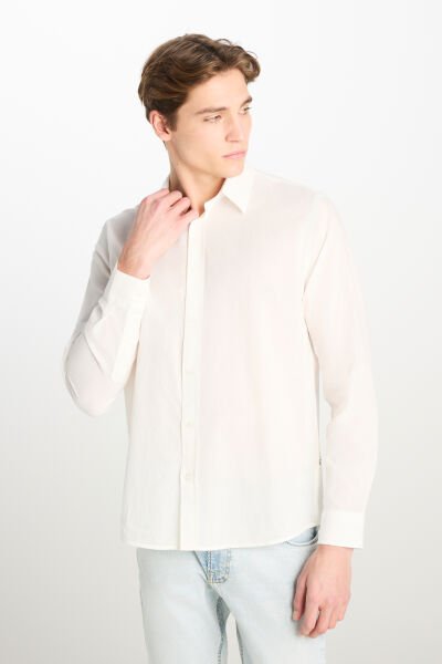 Lee L2510557100 Beyaz Erkek Regular Fit Tek Cep Uzun Kol Gömlek