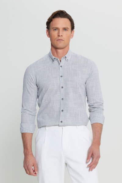 Altınyıldız ACE020252168 Antrasit Erkek Steno Taılored Slim Fit Spor Gömlek