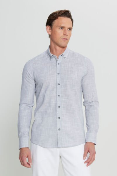 Altınyıldız ACE020252168 Antrasit Erkek Steno Taılored Slim Fit Spor Gömlek