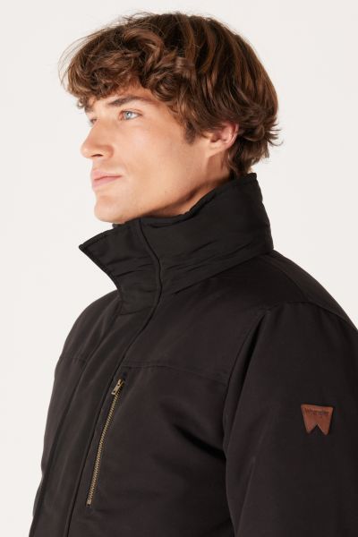 Wrangler W40BWW100 Siyah Erkek Yarı Balıkcı Boydan Fermuarlı ve Düğmeli Mont