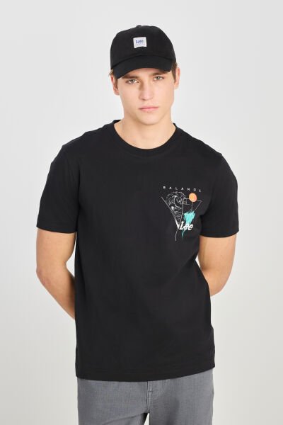 LEE L2510319001 Siyah Erkek Bisiklet Yaka Baskılı T-Shirt