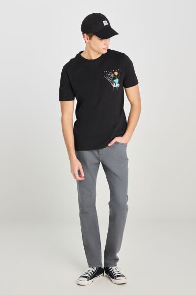 LEE L2510319001 Siyah Erkek Bisiklet Yaka Baskılı T-Shirt