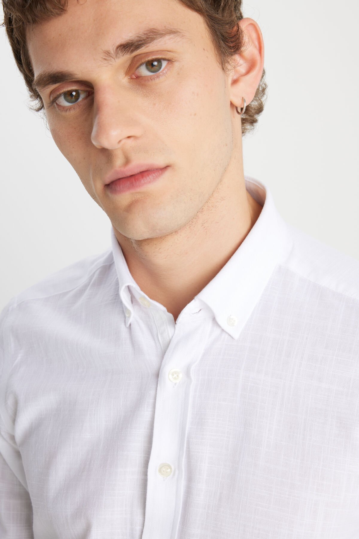 Altınyıldız ACE020252168 Beyaz Erkek Steno Taılored Slim Fit Spor Gömlek