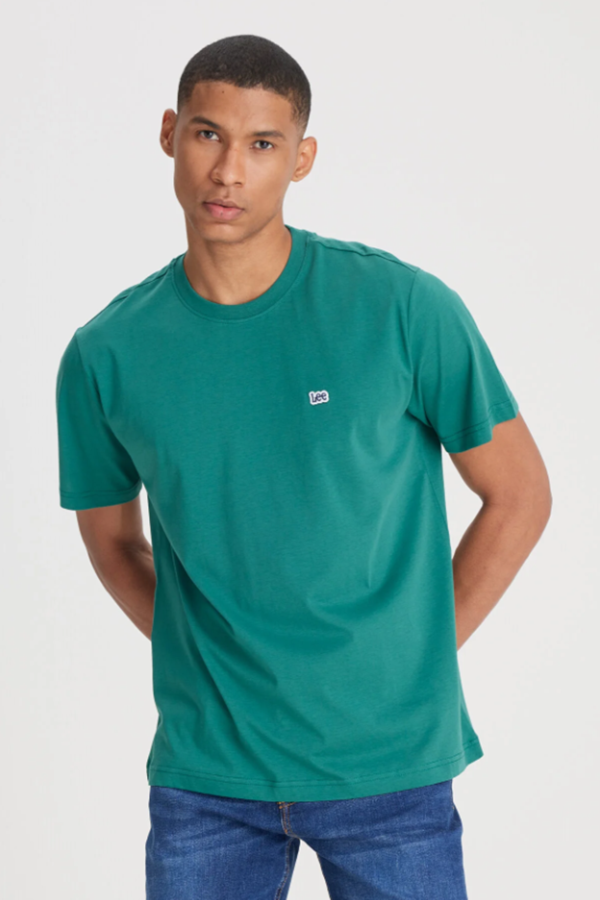 Lee L60UFQG26 Yeşil Erkek Regular Fit Bisiklet Yaka Lee Yazılı %100 Pamuk Tşört