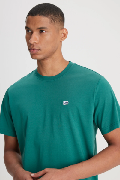 Lee L60UFQG26 Yeşil Erkek Regular Fit Bisiklet Yaka Lee Yazılı %100 Pamuk Tşört