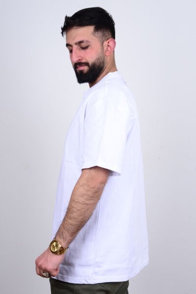 Loft 2034833 Beyaz Erkek Loose Fit Bisiklet Yaka %100 Pamuk Tşört