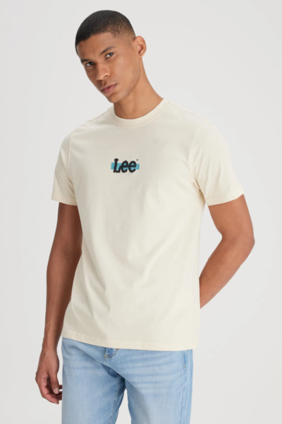 Lee L241521614 Bej Erkek Regular Fit Bisiklet Yaka Lee Logo Baskılı Tşört