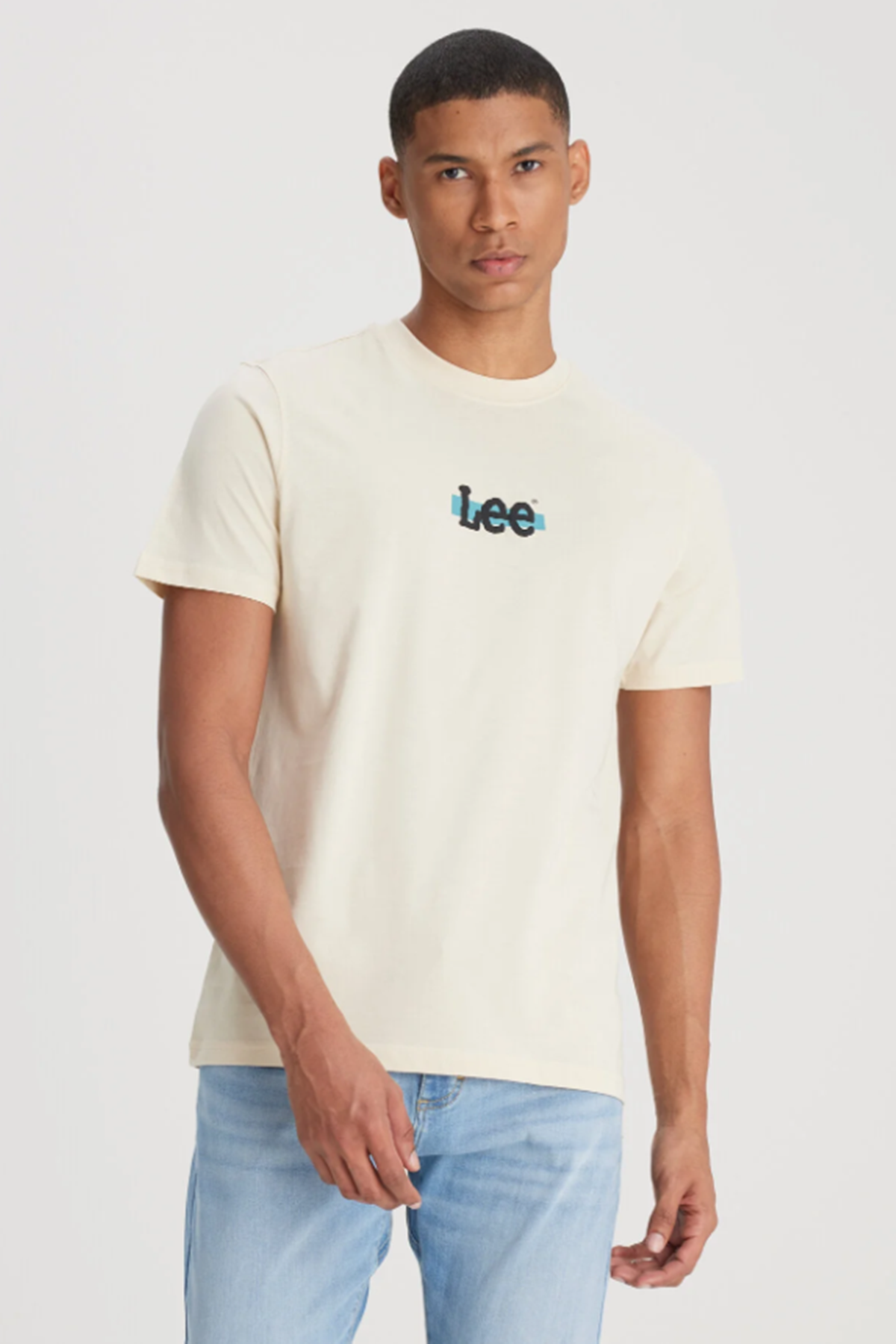 Lee L241521614 Bej Erkek Regular Fit Bisiklet Yaka Lee Logo Baskılı Tşört
