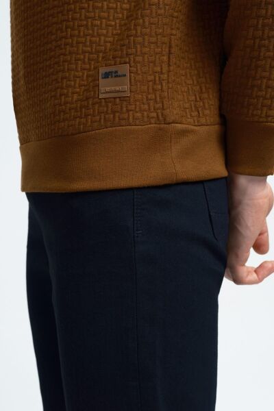 Loft 2025441 Kahverengi Kabartmalı Bisiklet Yaka Erkek Kazak