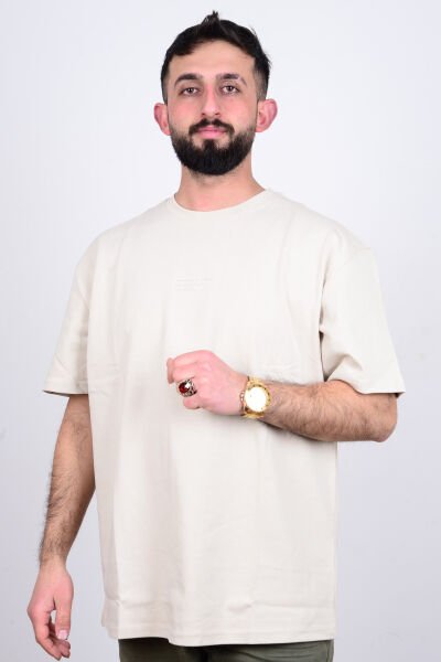 Loft 2034833 Bej Erkek Loose Fit Bisiklet Yaka %100 Pamuk Tşört