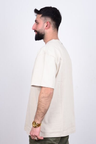 Loft 2034833 Bej Erkek Loose Fit Bisiklet Yaka %100 Pamuk Tşört