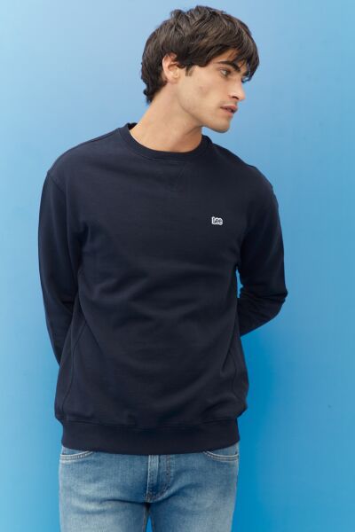 Lee L81IRYMA Lacivert Erkek İki İplik Bisiklet Yaka Sweat