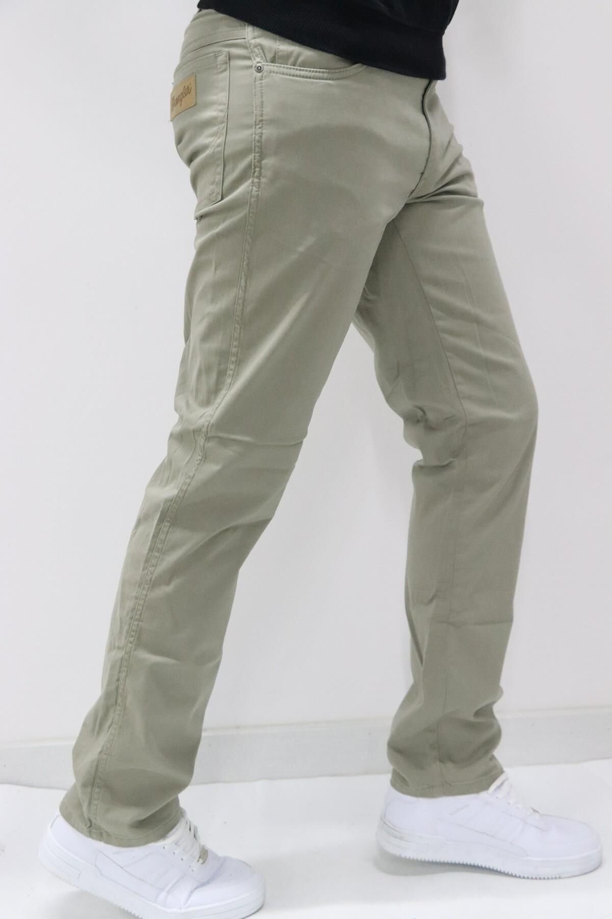 Wrangler W12SEAXT7 Erkek Yeşil Texas Slim Keten Pantolon