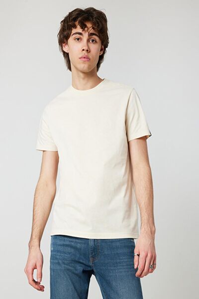 Loft 2029278 Krem Bisiklet Yaka Erkek T-Shirt