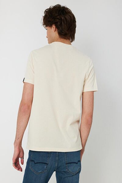 Loft 2029278 Krem Bisiklet Yaka Erkek T-Shirt