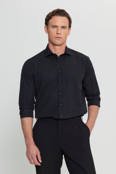 Altınyıldız ACE020252170 Siyah Erkek Regular Fit Sandro Gömlek
