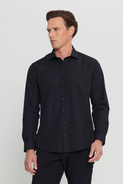 Altınyıldız ACE020252170 Siyah Erkek Regular Fit Sandro Gömlek